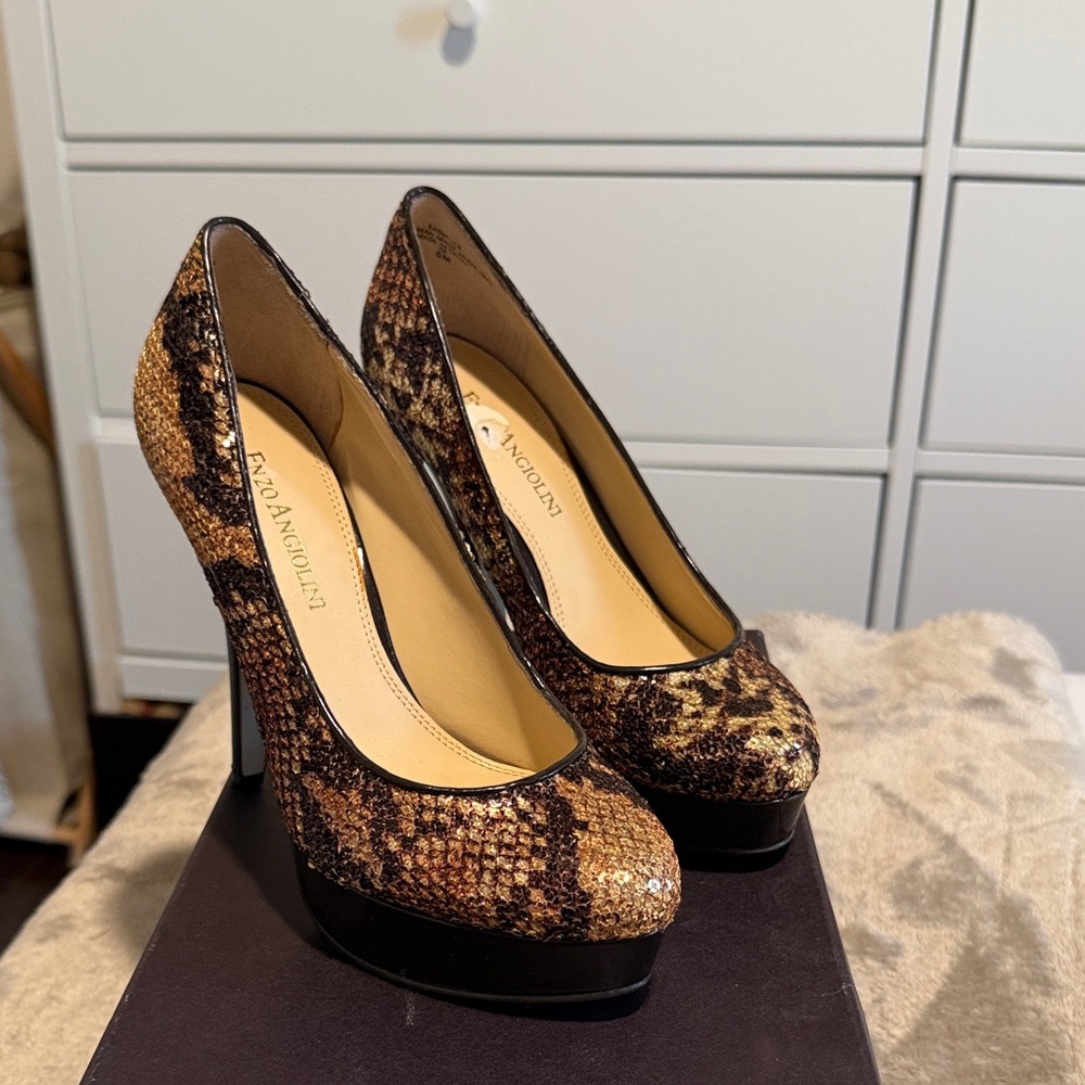 Enzo Angiolini Snakeskin Patterned Heels